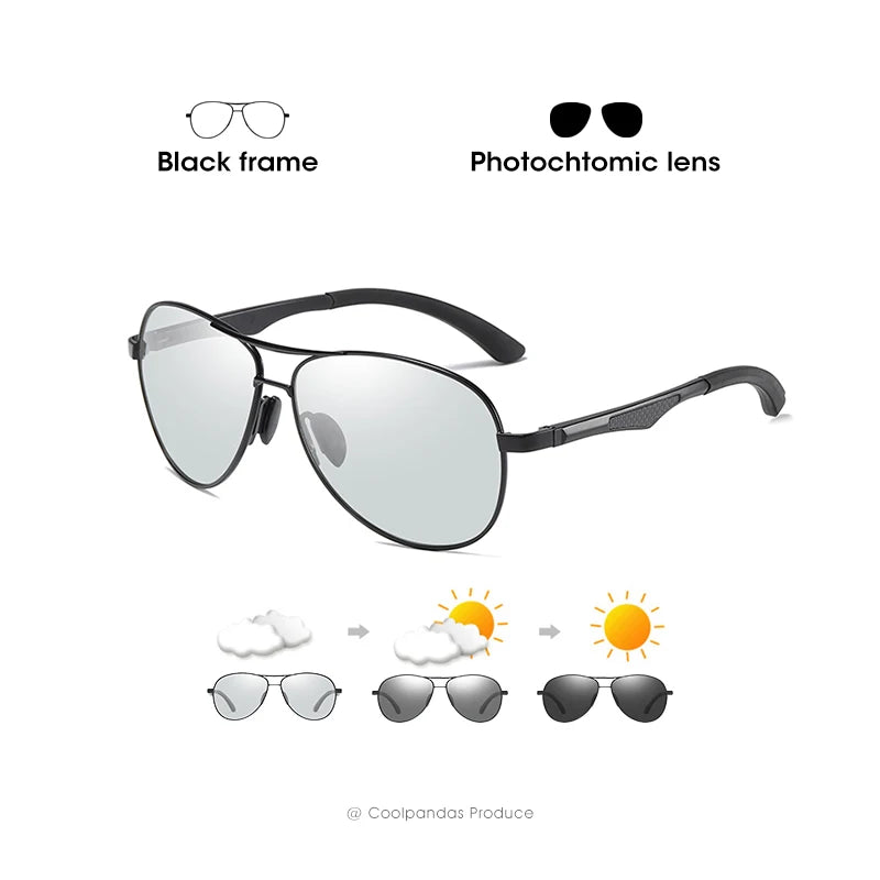 Classic Brand Design Pilot Photochromic Sunglasses Men Polarized Safety Driving Sun Glasses Women Anti-Glare gafas de sol hombre