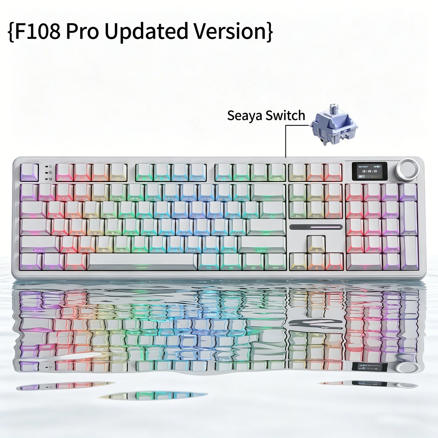 AULA F108 PRO Mechanische Tastatur, individuelles 100-%-Layout, RGB-Hintergrundbeleuchtung, kabellose Bluetooth-Verbindung, HiFi-Switch, Gaming-Tastatur