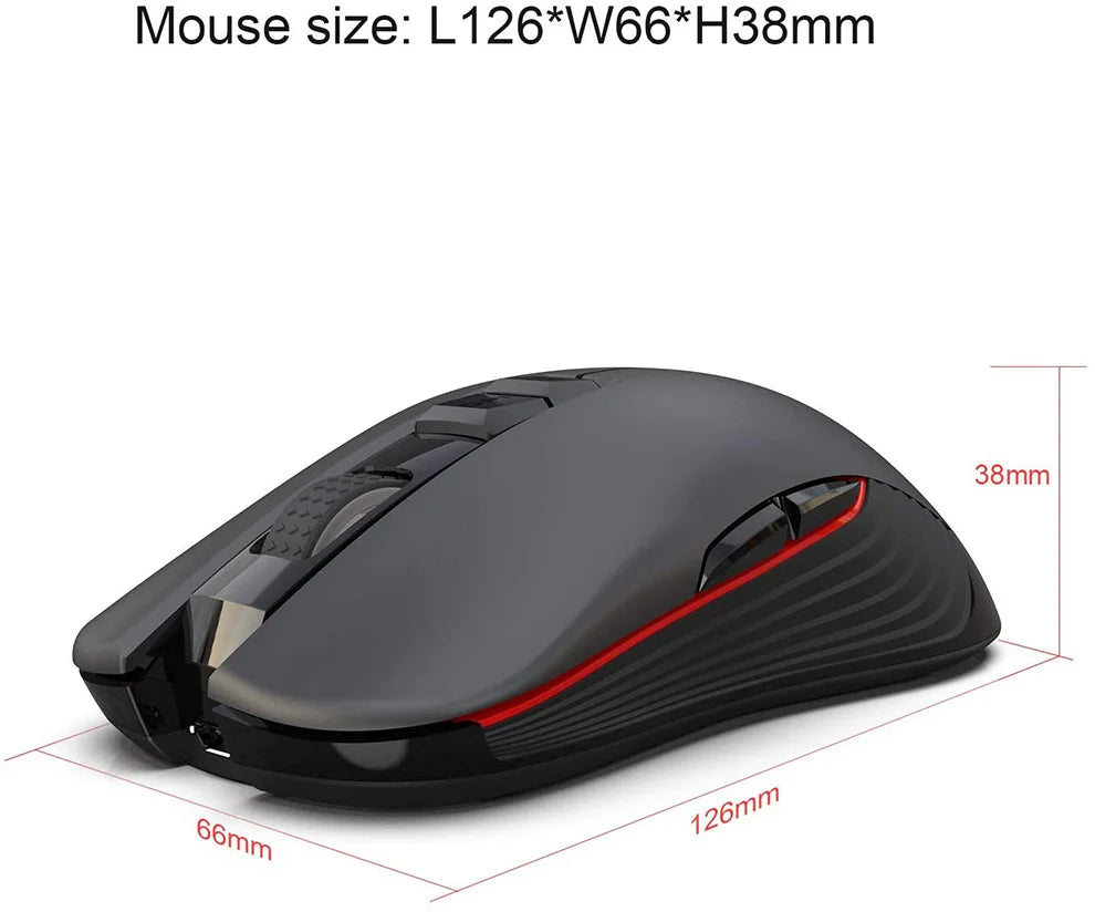 Rechargeable 2.4G USB-C Wireless Gaming Mouse, 3600 DPI Ergonomic Silent Wireless Mouse with 7 Buttons for MacBook, Laptop & PC