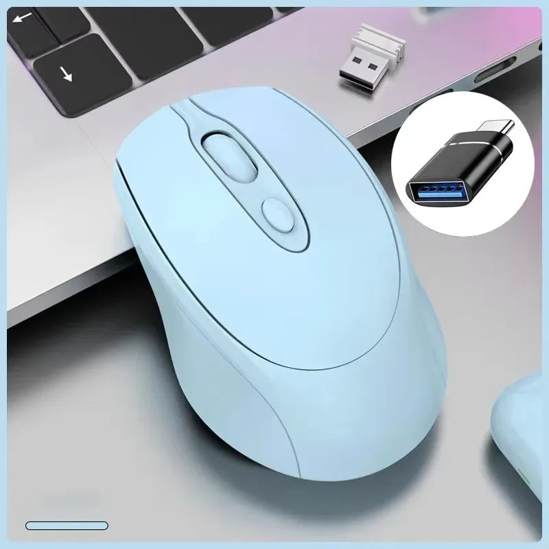 Mysz bezprzewodowa zgodna z Bluetooth 2.4G, ładowalna mysz komputerowa USB, cicha mysz gamingowa do PC, laptopa, MacBooka i tabletu
