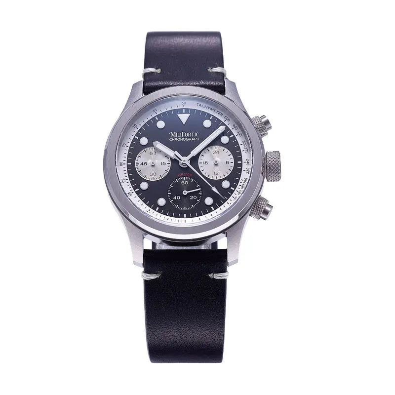 Milifortic 39MM Fashion Chronograph Watch Man R086 Retro C3 Luminous Stainless Steel Waterproof 100M VK63 Quartz Watches For Man