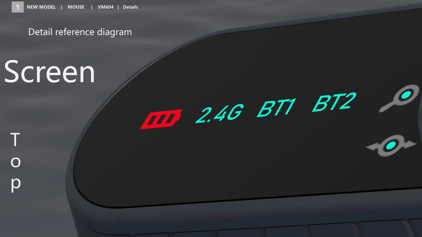 Rato gaming vertical sem fios ergonómico 2.4GHz BT RGB, modo duplo, para portátil, computador de secretária e escritório, silencioso