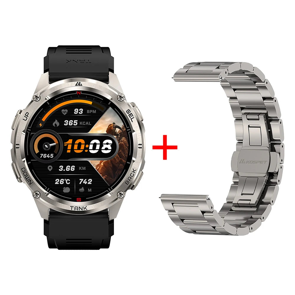 KOSPET TANK T3 Ultra 2 Smart Watch For Men GPS Stainless Steel Smartwatch 50M Waterproof IP69K Health Monitor for Android iOS