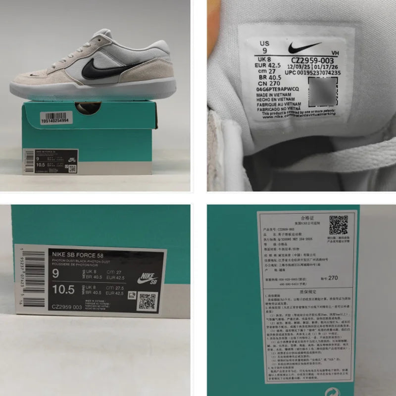 Nike Men's 2026 New SB Force 58 Low-Top Skate Shoes Casual Sneakers CZ2959-003
