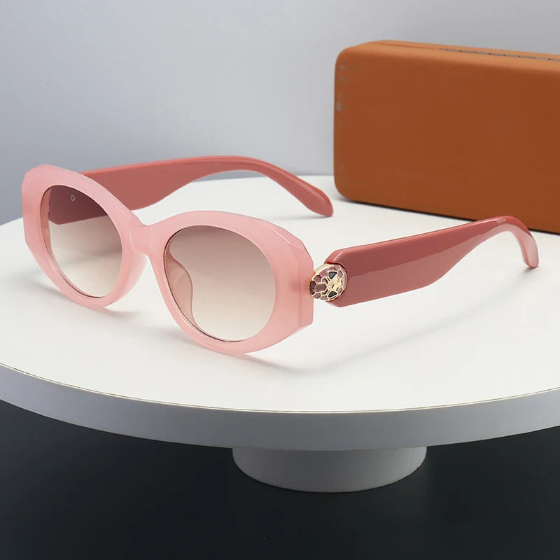 2026 New Oval-Shaped Sunglasses with a European and American Style, Featuring a Unique Metal Snake Head Design, Cross-Border Fashion Versatile Sunglasses for Women with a High-End Feel