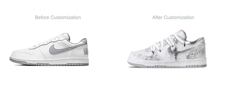Custom Sneakers Nike Big Cold Fog Rose Retro High Street & Chinese Ink Wash Non-Slip Low-Top Skate Shoes for Men