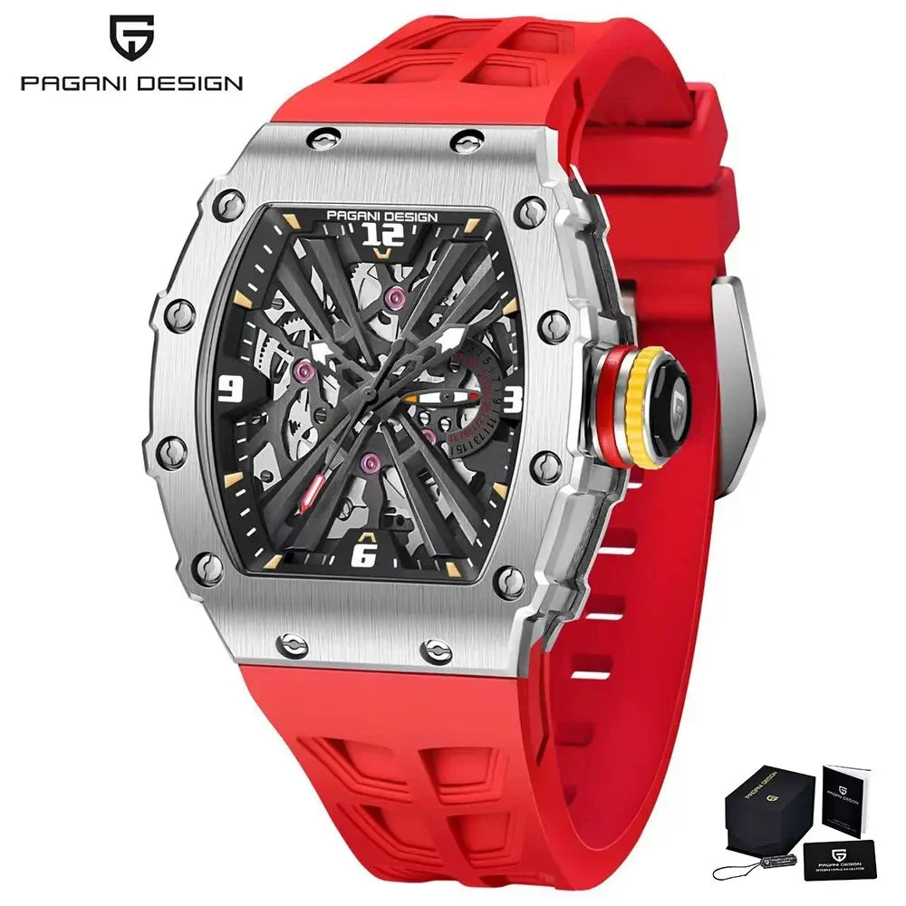 PAGANI DESIGN 42 MM Herren-Skelett-Quarzuhr Japan VH65 Saphirglas Edelstahl 50M wasserdicht Armbanduhren PD1738 Neu