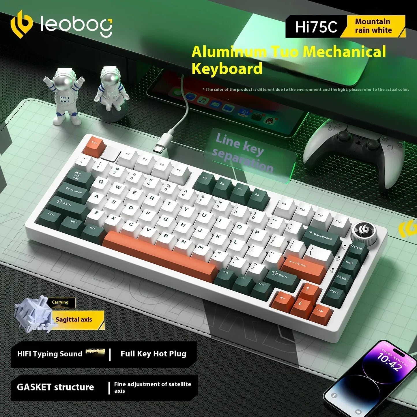 Kit tastiera meccanica LEOBOG Hi75C 3 modalità/cablata Hot Swap con manopola, RGB, guarnizione in lega di alluminio, kit tastiera Hi75C per PC, regalo personalizzato