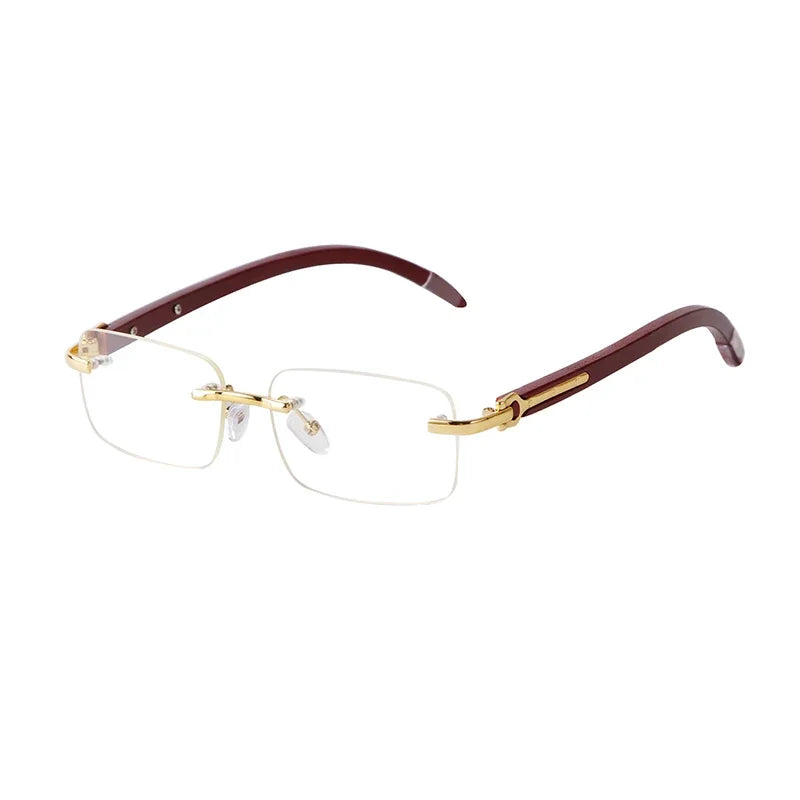 Classic Stylish Rectangle Rimless Sunglasses Women Men Brand Design Luxury Vintage Sun Glasses Frameless Wood Leg Frame Eyewear