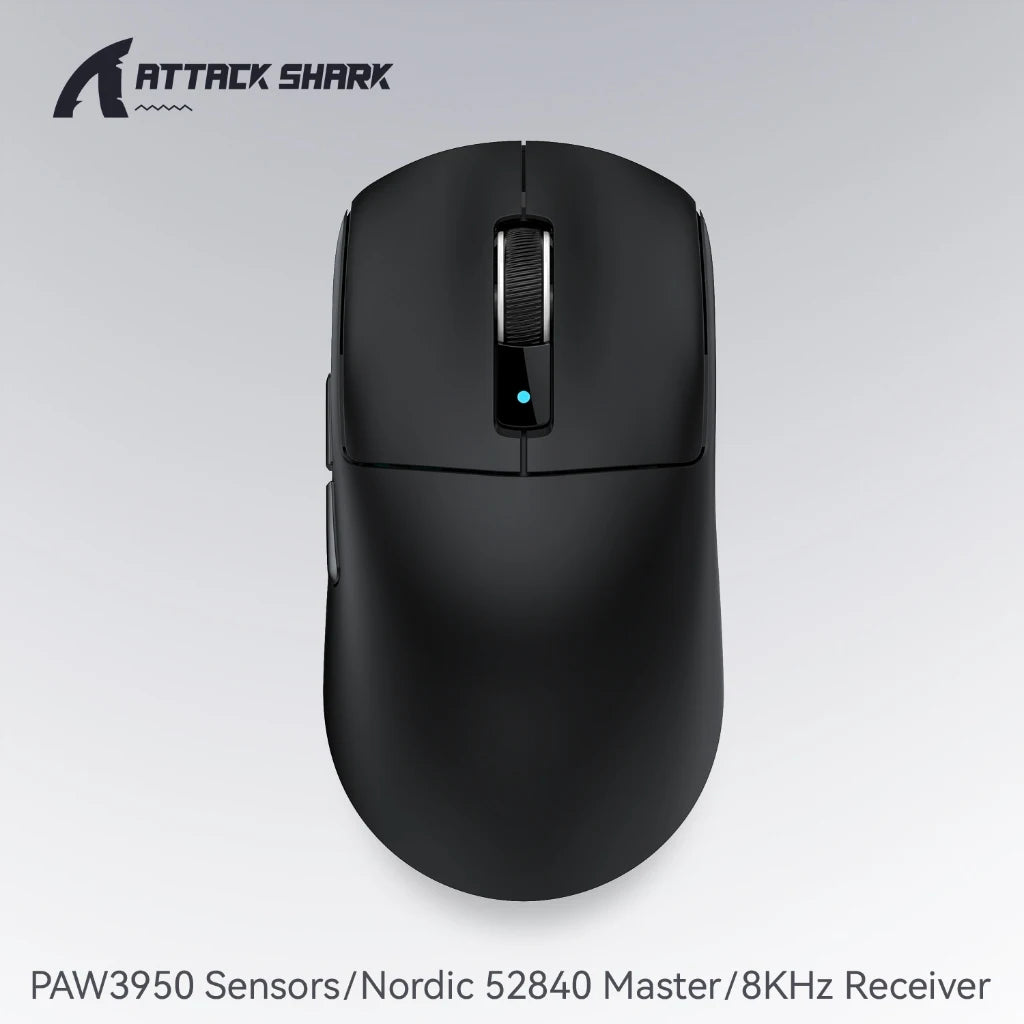 Attack Shark R6 žaidimų pelė, 38g itin lengva, belaidė su PAW3950 8K apklausos dažniu, Nordic 52840, 24000DPI, trijų režimų