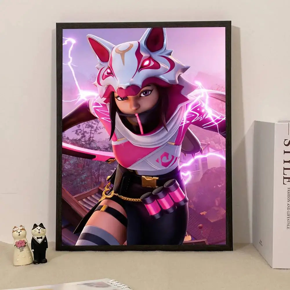 Poster de Jogo F-Fortnite Surpresa — Decoração de Casa, Quadro de Parede para Escritório e Sala de Estar