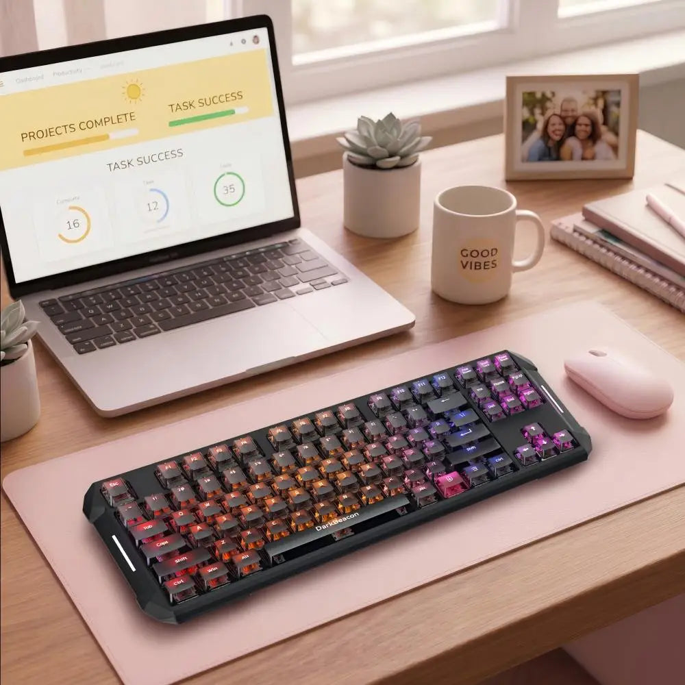 DarKBeacon RGB 87 Tasten kompaktes TKL-Keyboard, USB-kabelgebunden, Hot-Swappable, leise mechanische Tastatur für Windows-Laptop, PC, Gaming und Arbeit