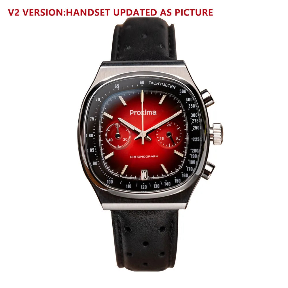 Proxima PX1734 Retro Quartz Chronograph Men Watches Sapphire Glass Enamel Dial Stainless Steel Fashion Dress Wristwatch