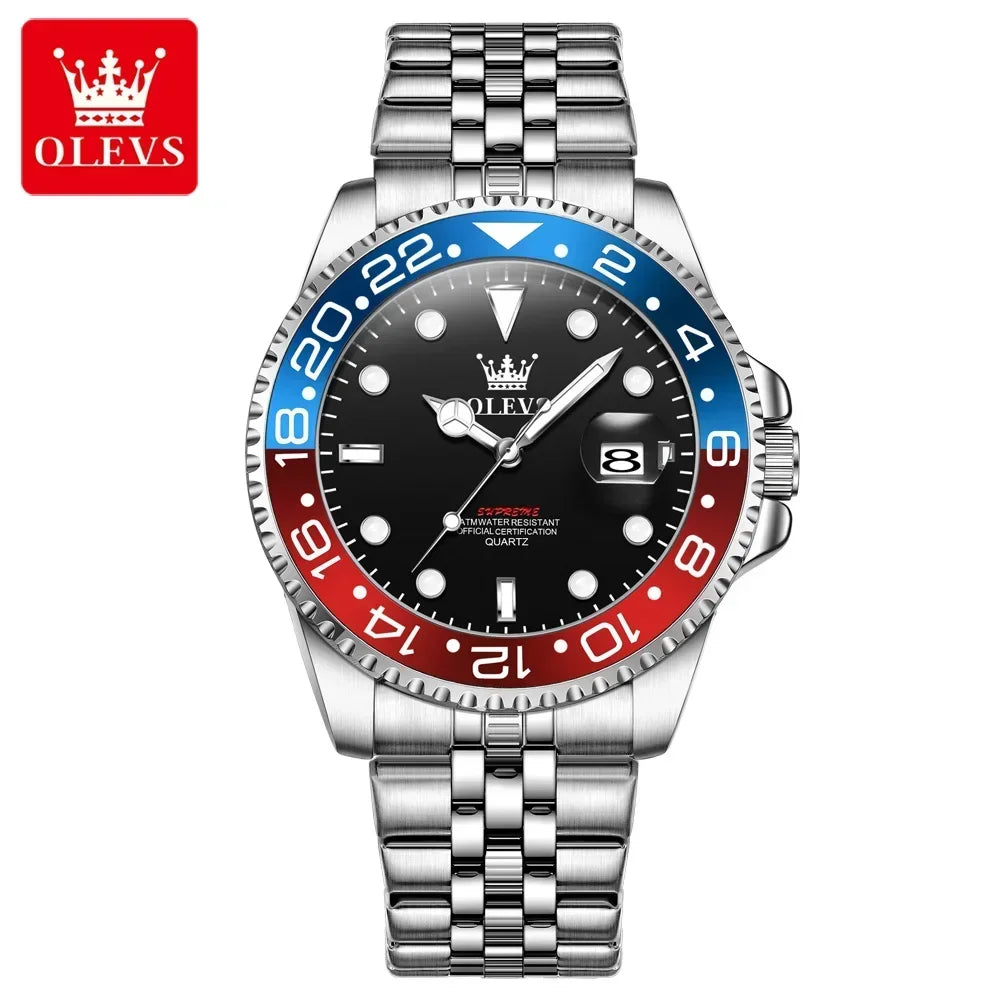 OLEVS 5657 New Mens Watch Original Stainless Steel Date Quartz Watch 30 M Waterproof Luminous Sports Man For Watches Gifts Reloj