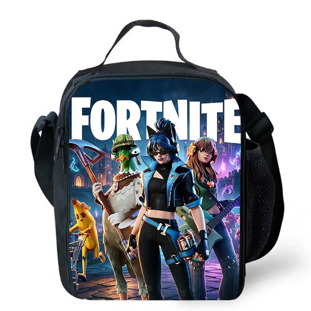 Children's Cartoon Fortnite Picnic Bag For Boys and Girls Age 5-10,Kids Insulated Cooler Lunch Bags Cute Portable Lightweight
