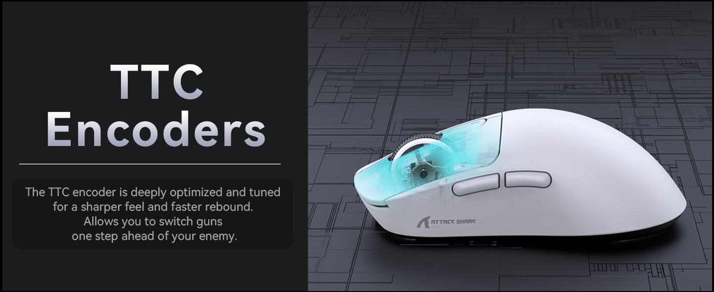 ATTACK SHARK X3 Wireless Gaming Mouse PixArt PAW3395 49g SUPERLIGHT, BT/2.4G Wireless/Wired, 6 Adjustable DPI up to 26000