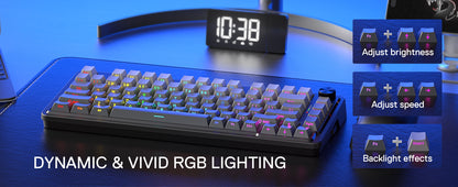 Redragon K724 PRO Wireless Gasket Gaming Hot-Swap South-Facing RGB Socket, Gradient PBT Keycaps Keyboard