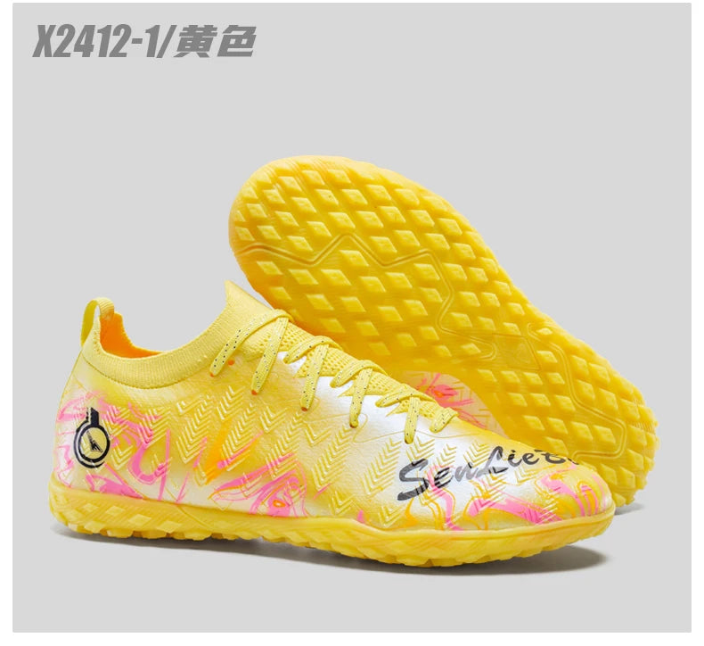 Men Professional Football Boots High-Top Soccer Cleats FG & TF Sneakers for Outdoor Training & Matches Multi-Color Wear-resistan