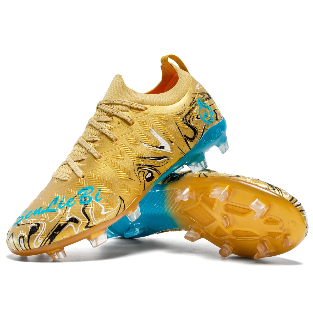 Men Professional Football Boots High-Top Soccer Cleats FG & TF Sneakers for Outdoor Training & Matches Multi-Color Wear-resistan
