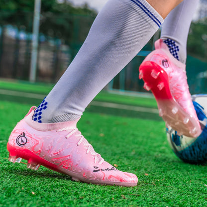 Men Professional Football Boots High-Top Soccer Cleats FG & TF Sneakers for Outdoor Training & Matches Multi-Color Wear-resistan