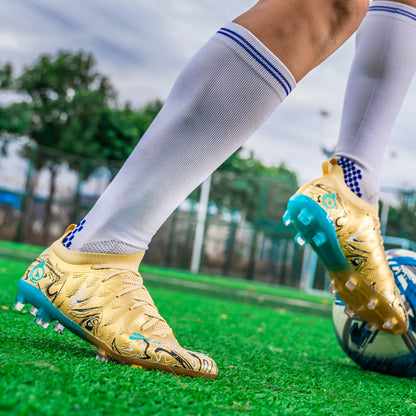 Men Professional Football Boots High-Top Soccer Cleats FG & TF Sneakers for Outdoor Training & Matches Multi-Color Wear-resistan