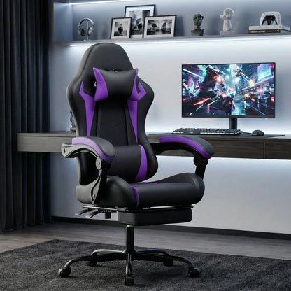 Ergonomic Gaming Chair with Lumbar Support Pillow & Headrest, Adjustable Gamer Chair for PC, Comfortable Gaming Chair for Adults