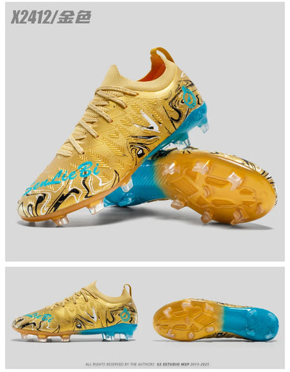 Men Professional Football Boots High-Top Soccer Cleats FG & TF Sneakers for Outdoor Training & Matches Multi-Color Wear-resistan
