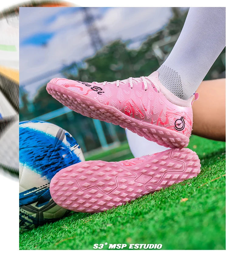 Men Professional Football Boots High-Top Soccer Cleats FG & TF Sneakers for Outdoor Training & Matches Multi-Color Wear-resistan