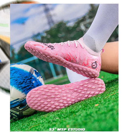 Men Professional Football Boots High-Top Soccer Cleats FG & TF Sneakers for Outdoor Training & Matches Multi-Color Wear-resistan