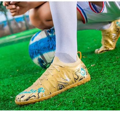 Men Professional Football Boots High-Top Soccer Cleats FG & TF Sneakers for Outdoor Training & Matches Multi-Color Wear-resistan
