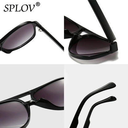 Retro Oversized Polarized Sunglasses Women Fashion Pilot Sun Glasses Men Vintage Gradient Lens Black Yellow Trendy Shades UV400