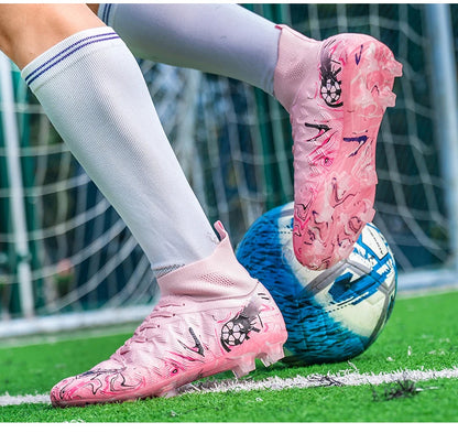 ro Performance HighCut Soccer Boots FG TF Studs Breathable Lightweight Cleats for Outdoor Grass and Turf Training Matches