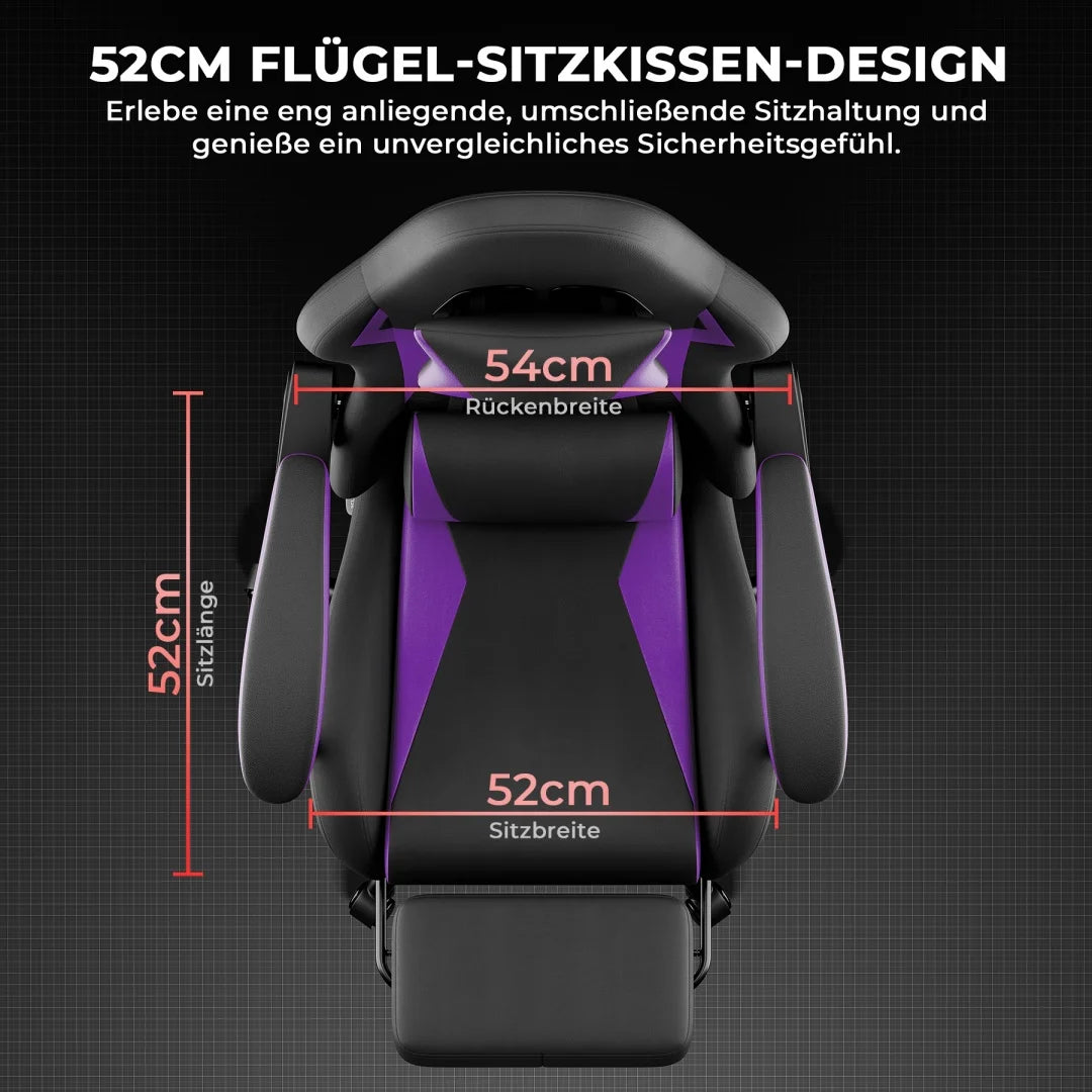 Ergonomic Gaming Chair with Lumbar Support Pillow & Headrest, Adjustable Gamer Chair for PC, Comfortable Gaming Chair for Adults