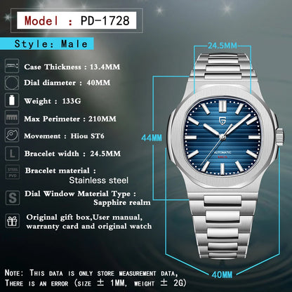 PAGANI DESIGN 2026 Novo Relógio Automático de Luxo para Homem, Relógio Mecânico de Pulso em Aço Inoxidável, Vidro de Safira, Mostrador Barril 40MM