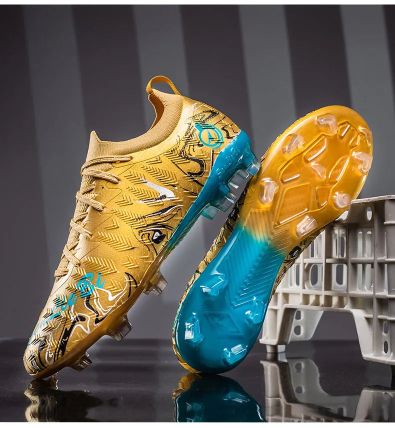 Men Professional Football Boots High-Top Soccer Cleats FG & TF Sneakers for Outdoor Training & Matches Multi-Color Wear-resistan