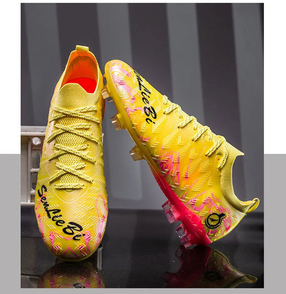 Men Professional Football Boots High-Top Soccer Cleats FG & TF Sneakers for Outdoor Training & Matches Multi-Color Wear-resistan
