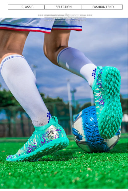 Men Professional Football Boots High-Top Soccer Cleats FG & TF Sneakers for Outdoor Training & Matches Multi-Color Wear-resistan