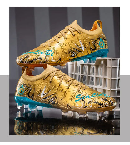 Men Professional Football Boots High-Top Soccer Cleats FG & TF Sneakers for Outdoor Training & Matches Multi-Color Wear-resistan