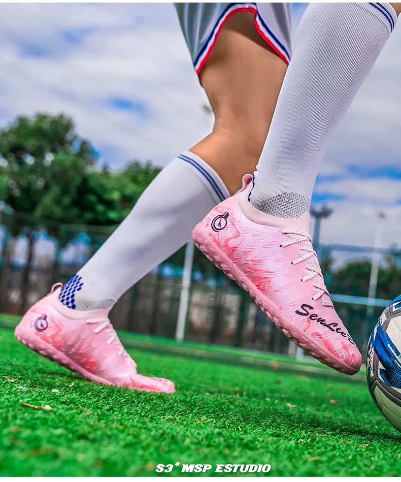 Men Professional Football Boots High-Top Soccer Cleats FG & TF Sneakers for Outdoor Training & Matches Multi-Color Wear-resistan