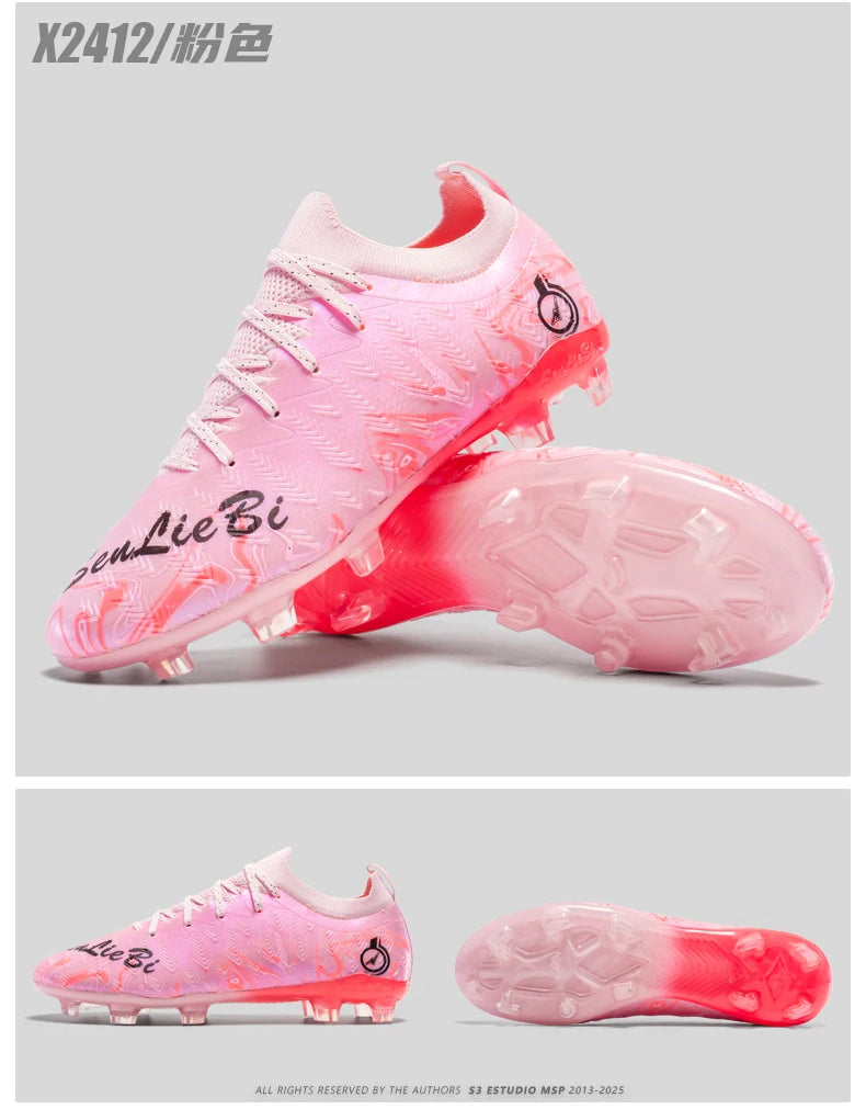 Men Professional Football Boots High-Top Soccer Cleats FG & TF Sneakers for Outdoor Training & Matches Multi-Color Wear-resistan