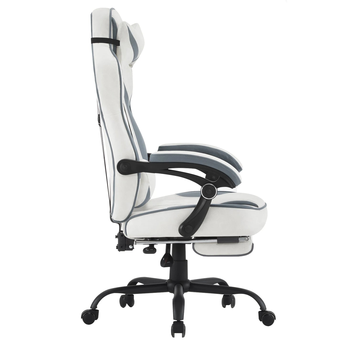 WOLTU Swivel Gaming Chair with Pocket Spring Cushion Ergonomic Office Chair Wide Seat Footrest Rotatable Computer Armchair