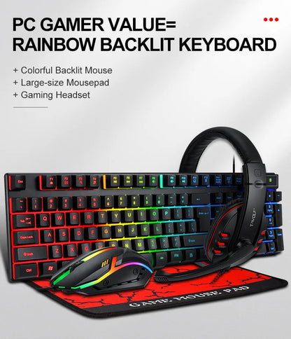 Arabic English Keyboard Spanish Russian Arabic Keyboard Mouse Kit 100% Keyboard ISO Layout 104 Keys Rainbow Backlight Gaming T20