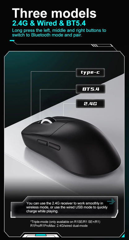 Rato Gaming Sem Fios ATK VXE Dragonfly R1 Pro MAX PAW3395 R1 SE Plus Personalizado para Esports e FPS, Recarregável e Leve