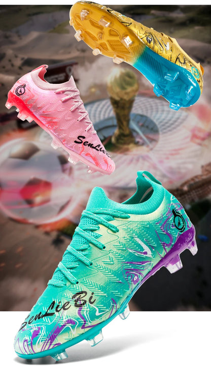 Men Professional Football Boots High-Top Soccer Cleats FG & TF Sneakers for Outdoor Training & Matches Multi-Color Wear-resistan