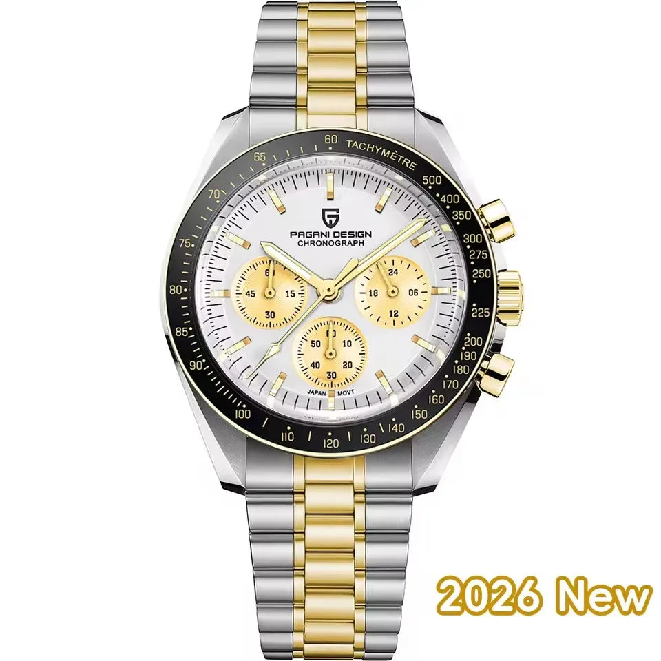 New man Watch PAGANI DESIGN Saturn men's top luxury Quartz Watch for men, sports chronograph, Sapphire Glass AR, glasses ceramic light, waterproof, stainless steel, ideal gift