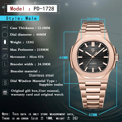 PAGANI DESIGN 2026 Novo Relógio Automático de Luxo para Homem, Relógio Mecânico de Pulso em Aço Inoxidável, Vidro de Safira, Mostrador Barril 40MM