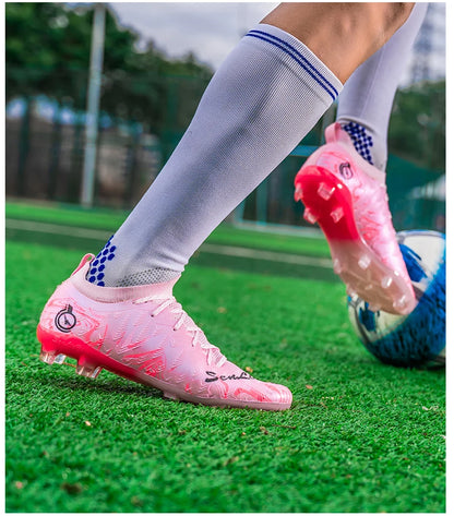 Men Professional Football Boots High-Top Soccer Cleats FG & TF Sneakers for Outdoor Training & Matches Multi-Color Wear-resistan