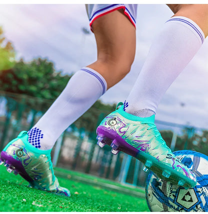 Men Professional Football Boots High-Top Soccer Cleats FG & TF Sneakers for Outdoor Training & Matches Multi-Color Wear-resistan