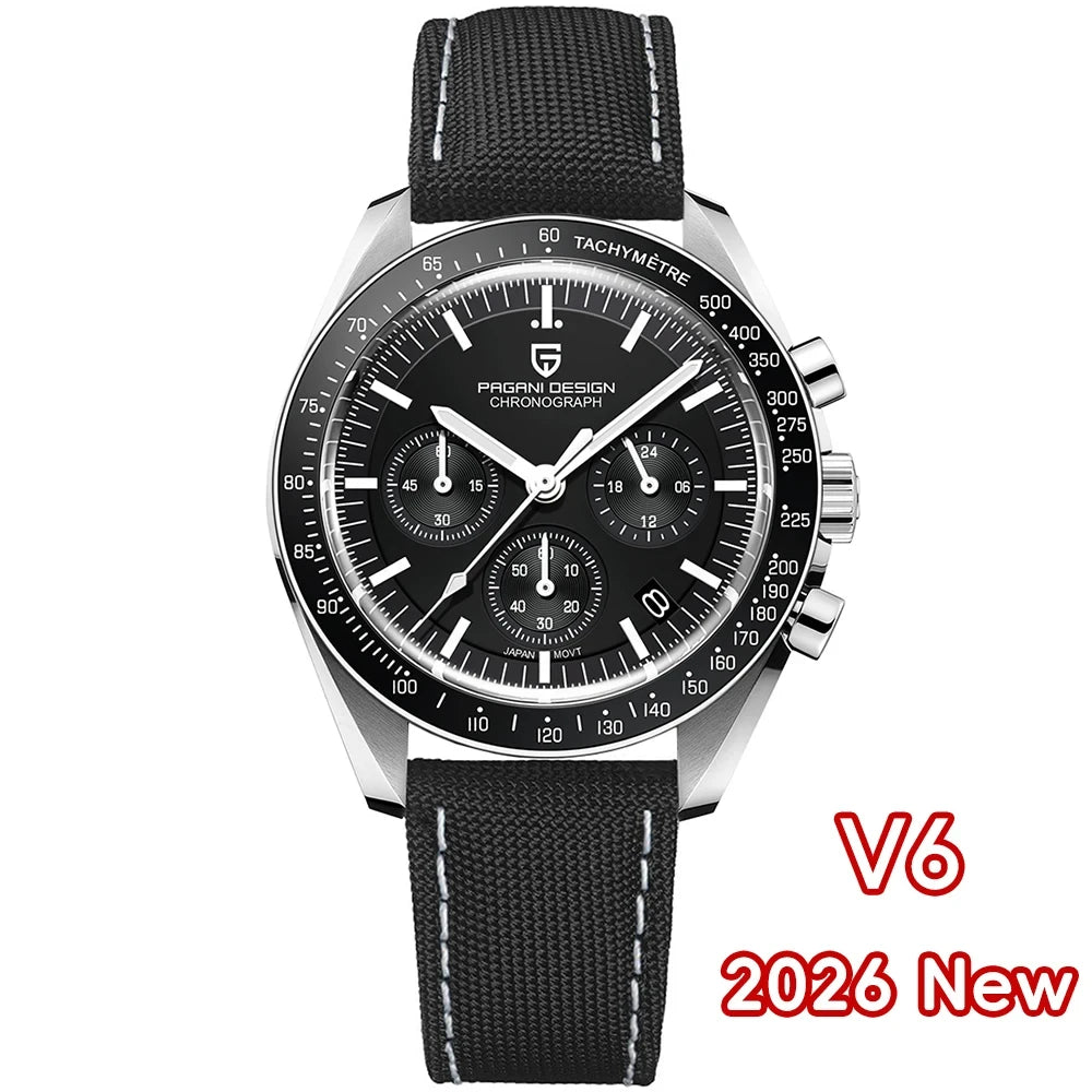 PAGANI DESIGN New men’s watches, luxury quartz watch, speed chronograph, AR sapphire glasses, 100M water-resistant, business watch 2026, EU local shipping