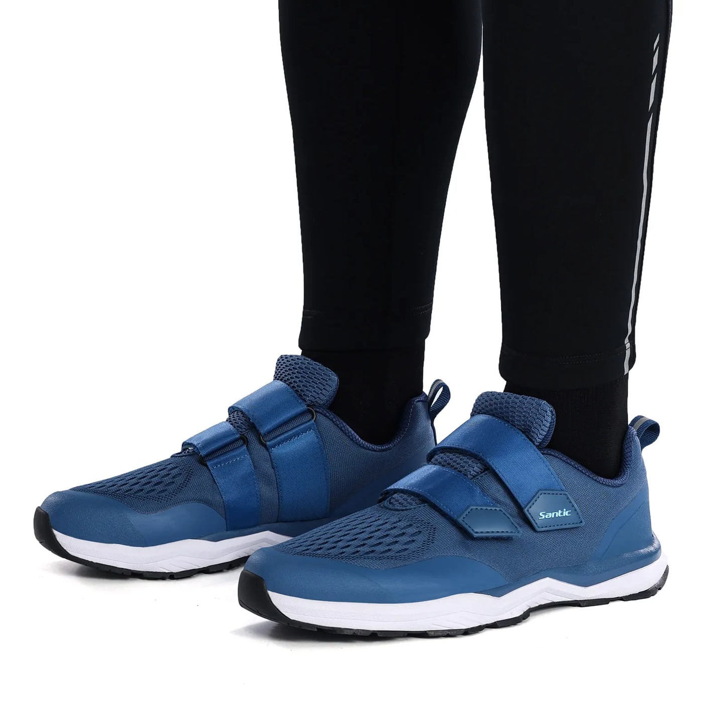 Santic Cycling Shoes Multi-purpose Running SPD Indoor Leisure Shoes Rubber Sole Hook Loop Design 3D Mesh Fabric Sneakers Unisex